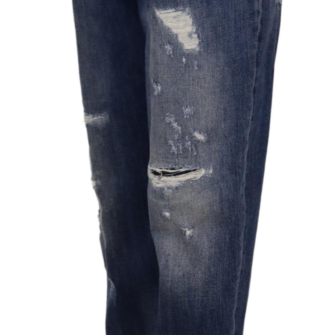 Dolce & Gabbana Blue Washed High Waist Loose Fit Pants