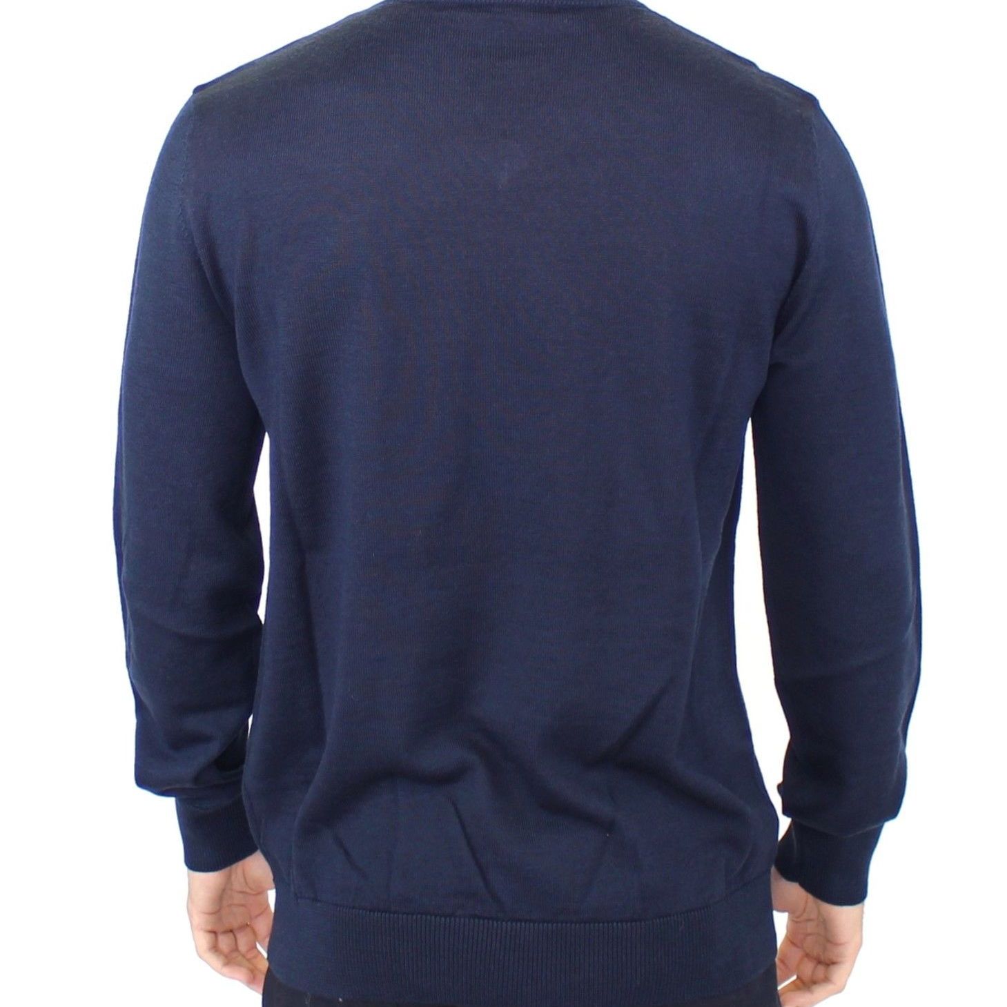 Ermanno Scervino Blue Wool Blend V-neck Pullover Sweater