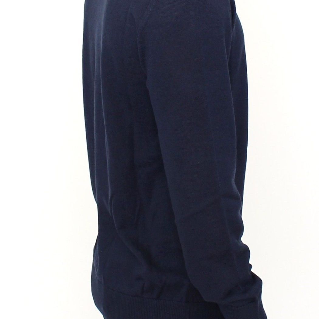 Ermanno Scervino Blue Wool Blend V-neck Pullover Sweater