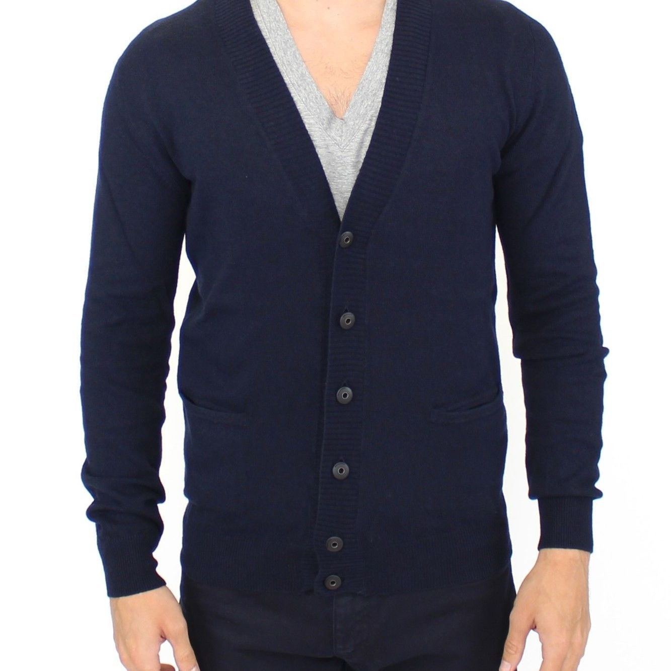 Ermanno Scervino Blue Wool Cashmere Cardigan Pullover Sweater