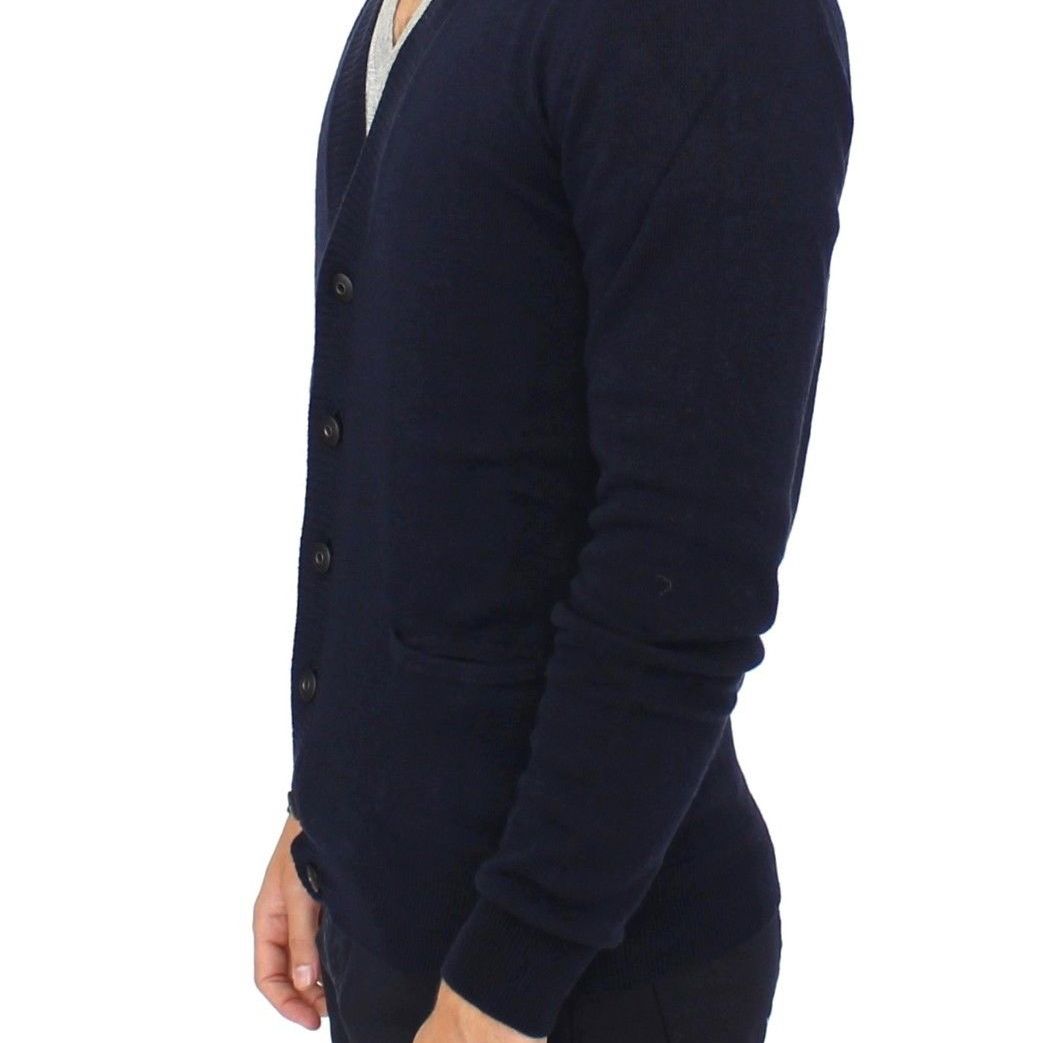 Ermanno Scervino Blue Wool Cashmere Cardigan Pullover Sweater