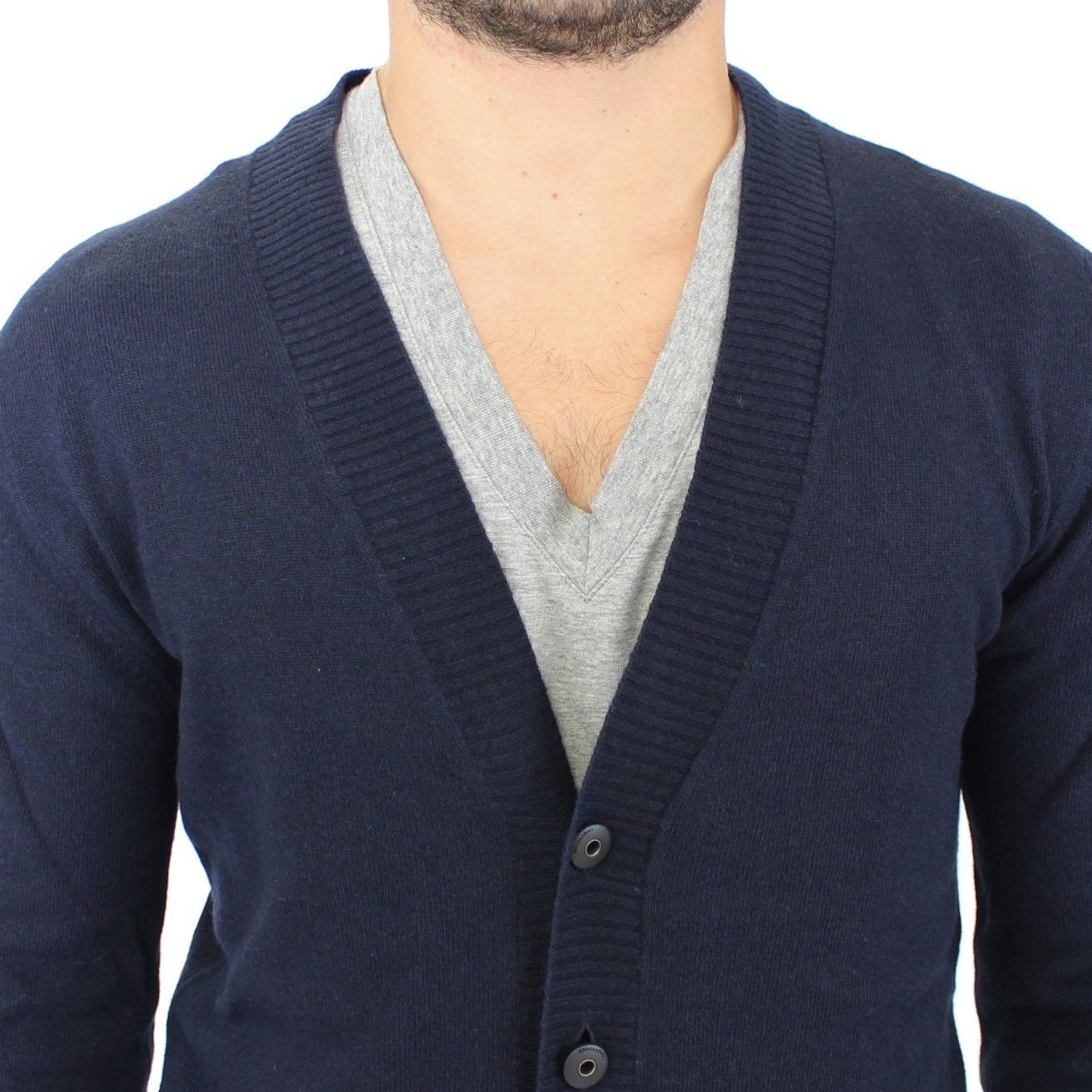 Ermanno Scervino Blue Wool Cashmere Cardigan Pullover Sweater