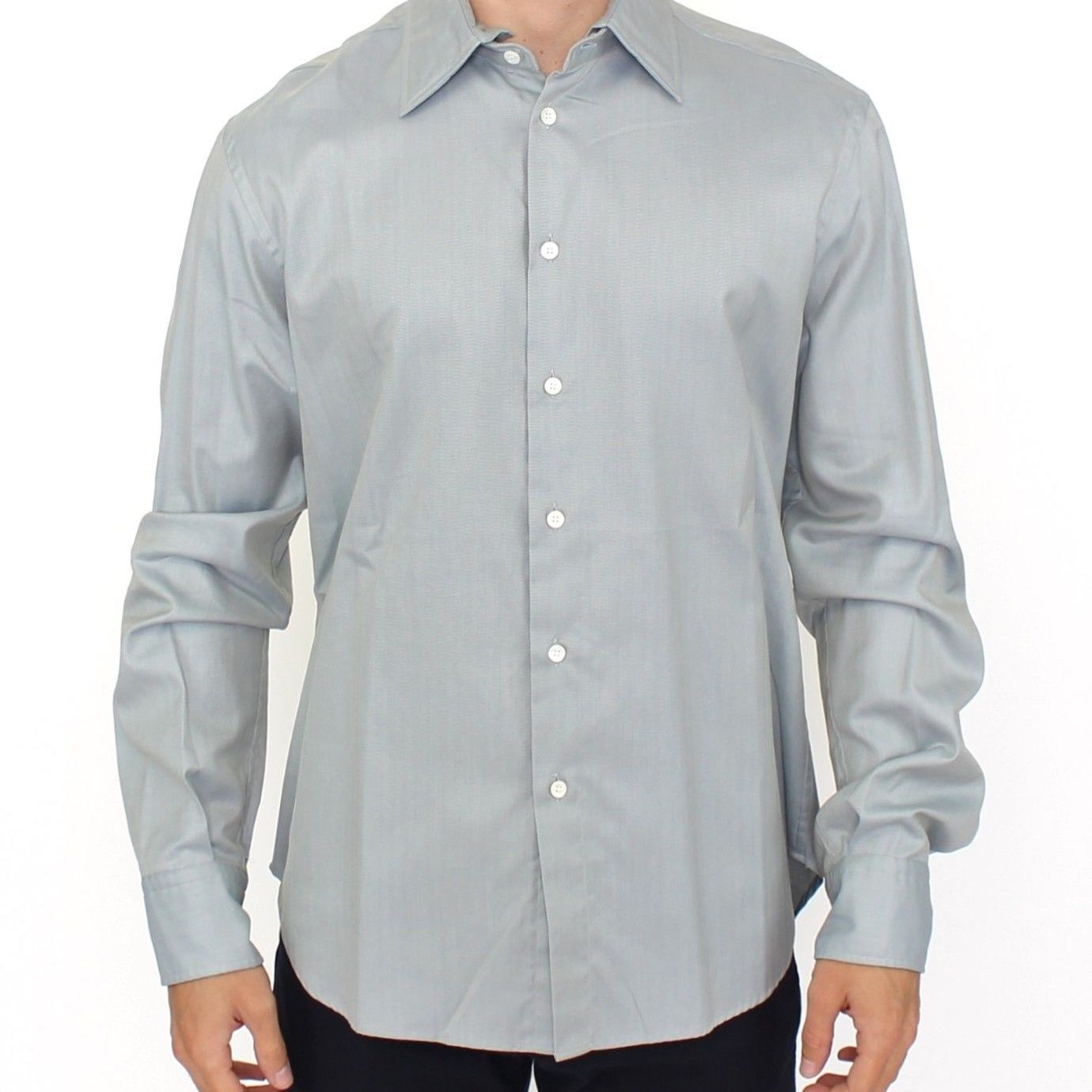 Ermanno Scervino Gray Cotton Long Sleeve Casual Shirt Top