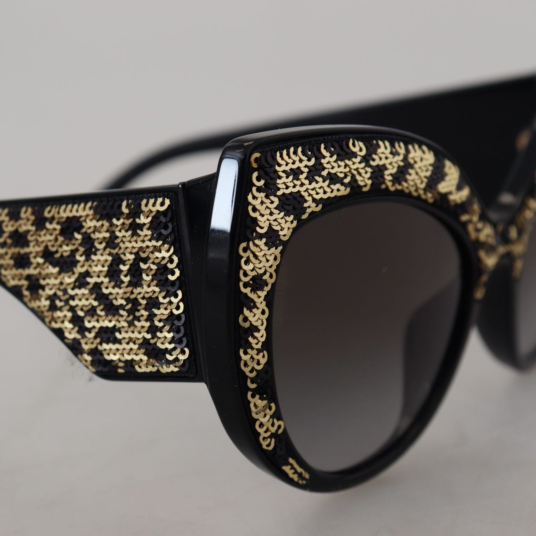 Dolce & Gabbana Black Gold Sequin Butterfly Polarized DG4326 Sunglasses