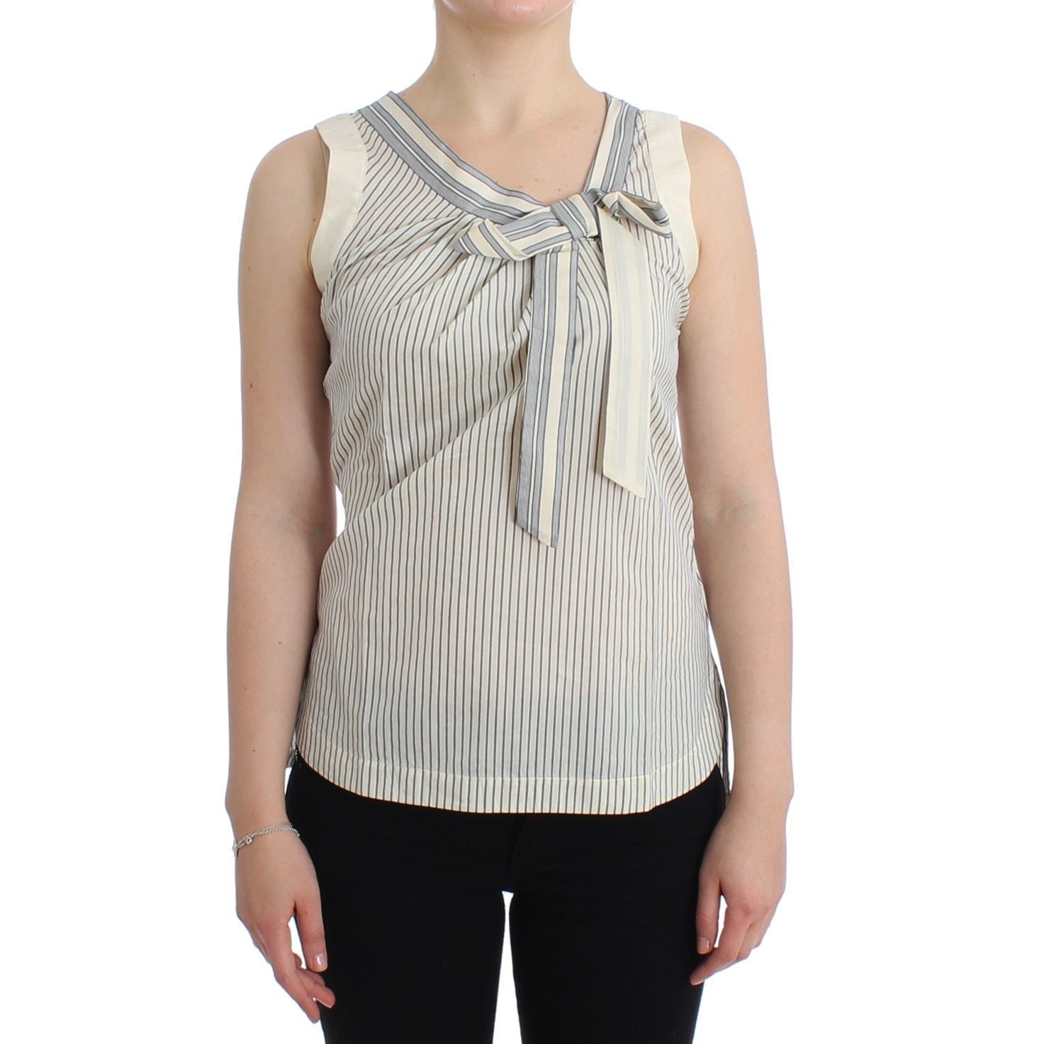Ermanno Scervino Beachwear Striped Top Blouse Shirt Bow Tank