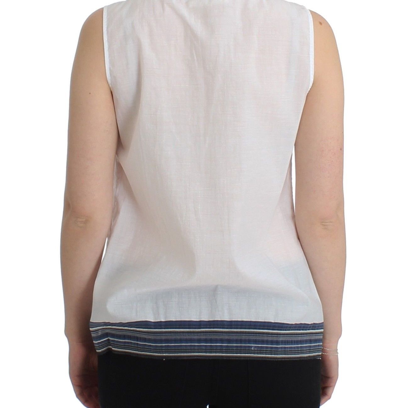 Ermanno Scervino White Blue Top Blouse Tank Shirt Sleeveless
