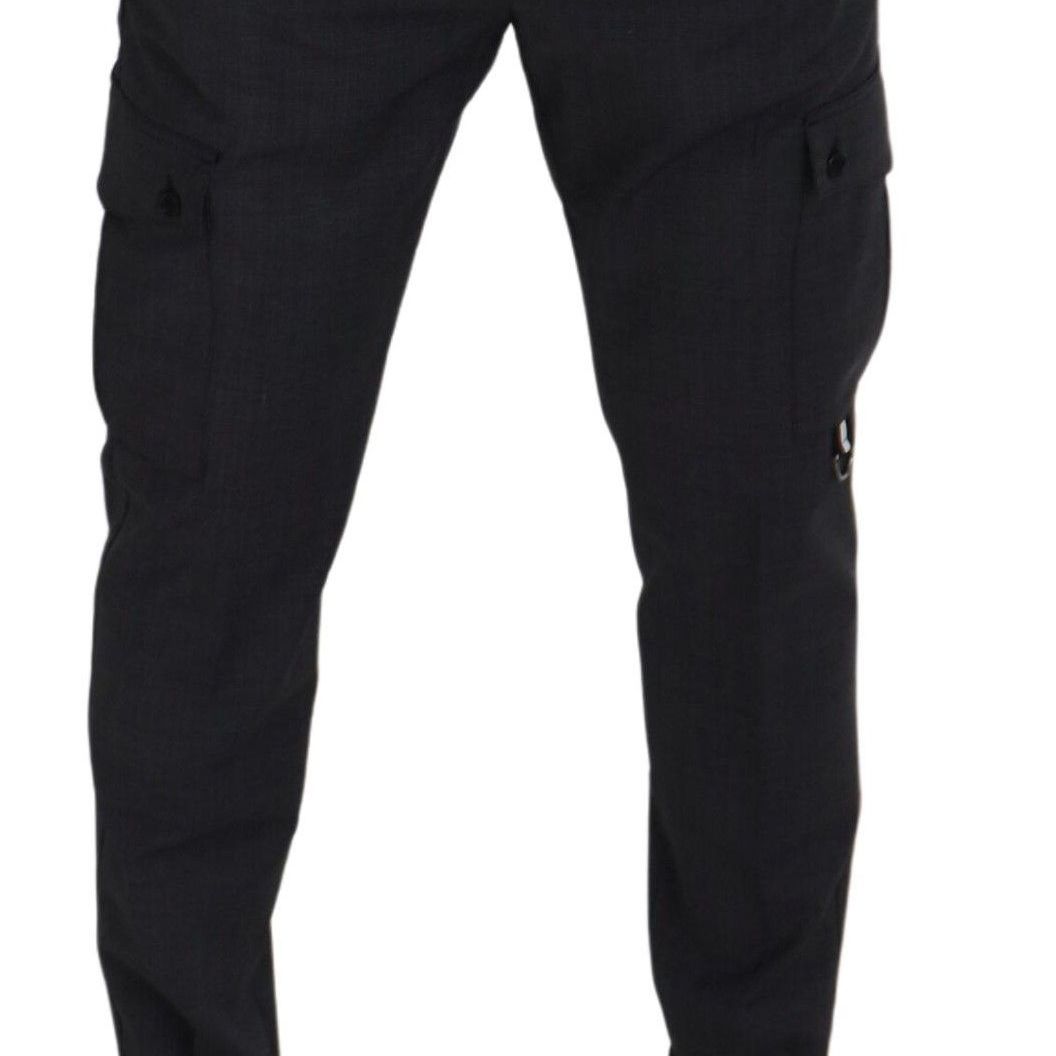Dolce & Gabbana Gray Checked Cargo Trousers Stretch Pants