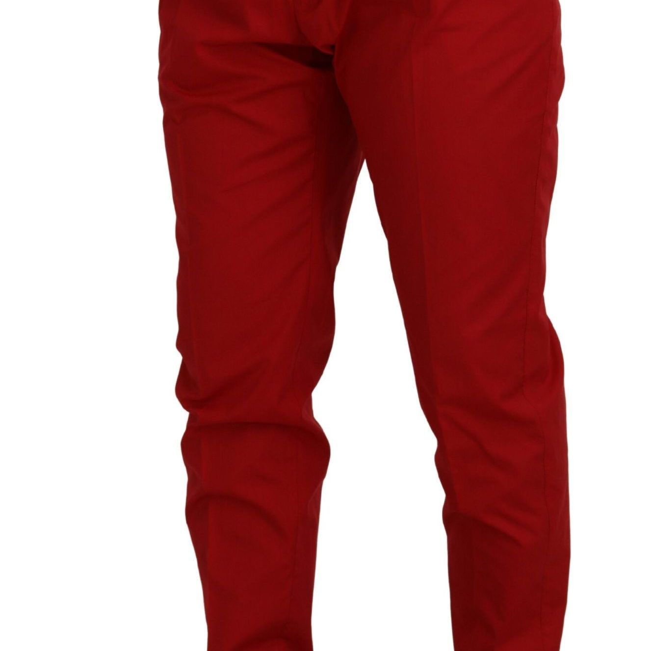 Dolce & Gabbana Red Cotton Slim Fit Trousers Chinos Pants