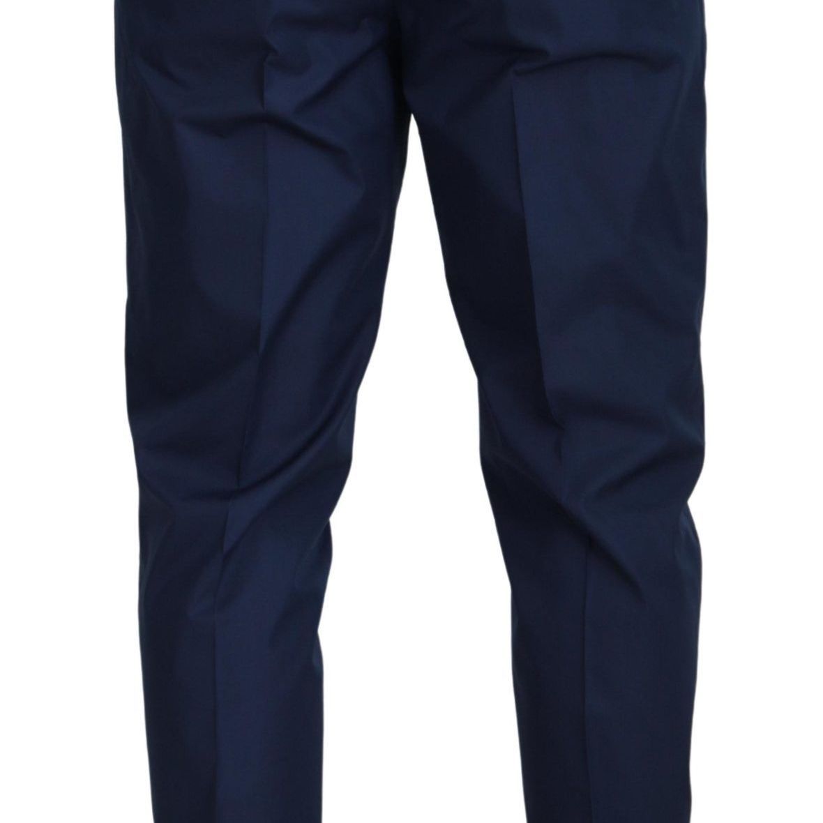 Dolce & Gabbana Blue Cotton Silk Trousers Chinos Pants