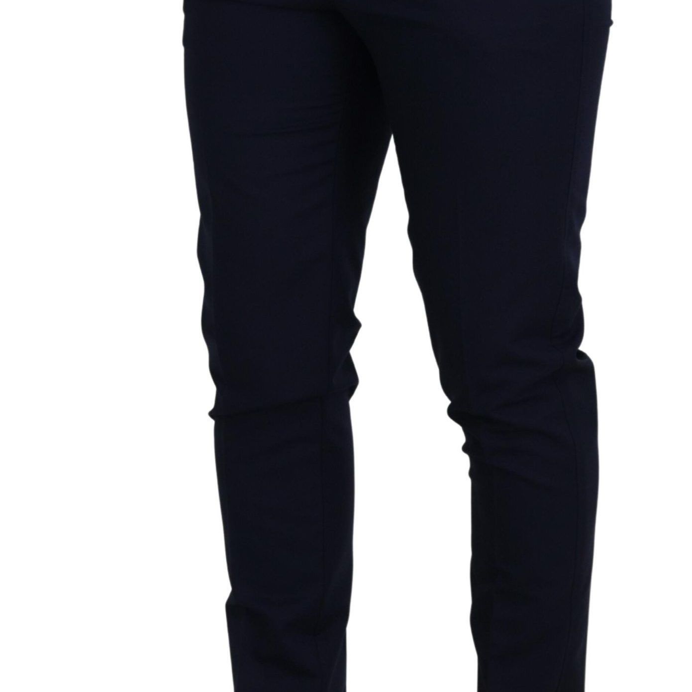 Dolce & Gabbana Blue Linen Cotton Slim Trousers Chinos Pants