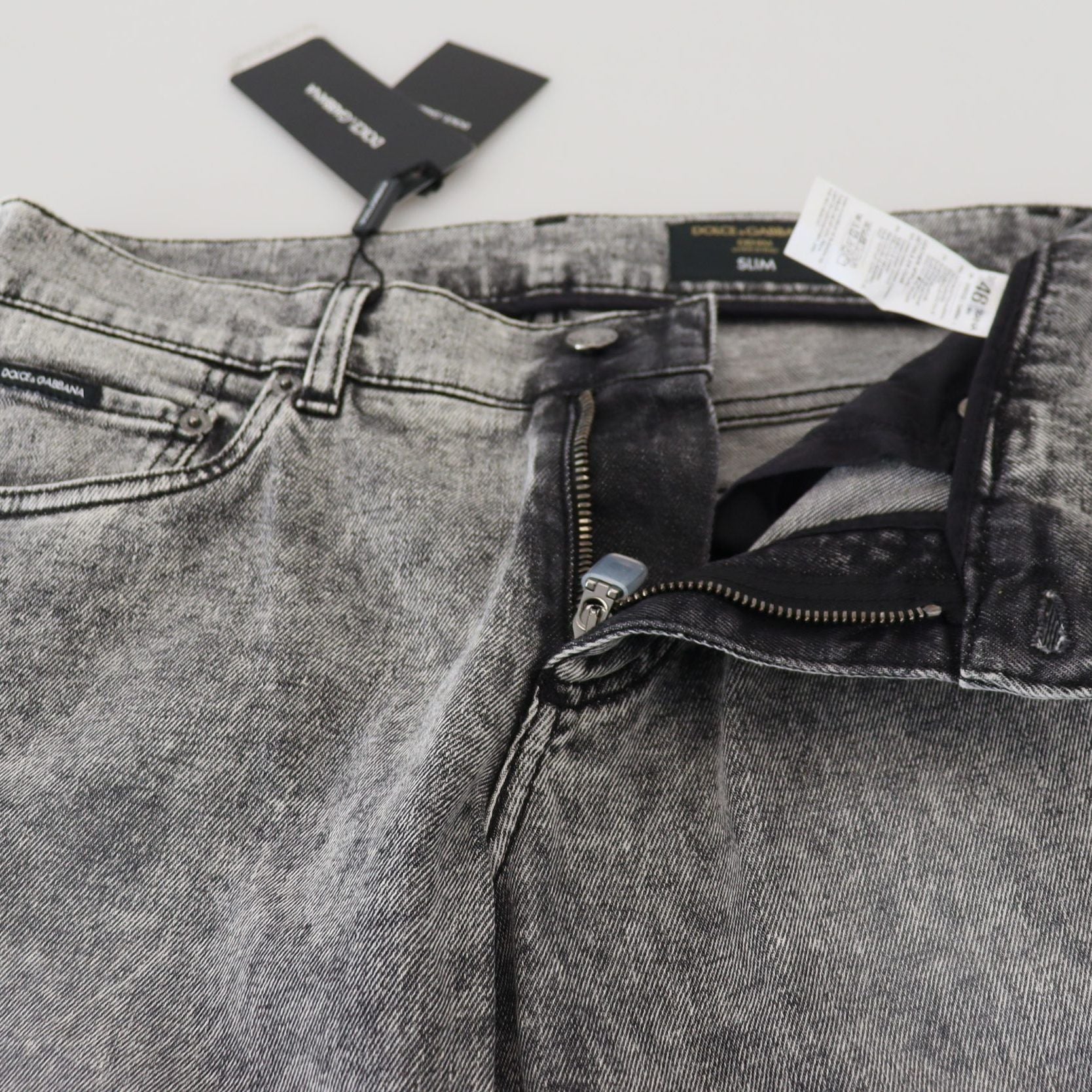 Dolce & Gabbana Gray Slim Fit Wash Stretch Cotton Denim Jeans