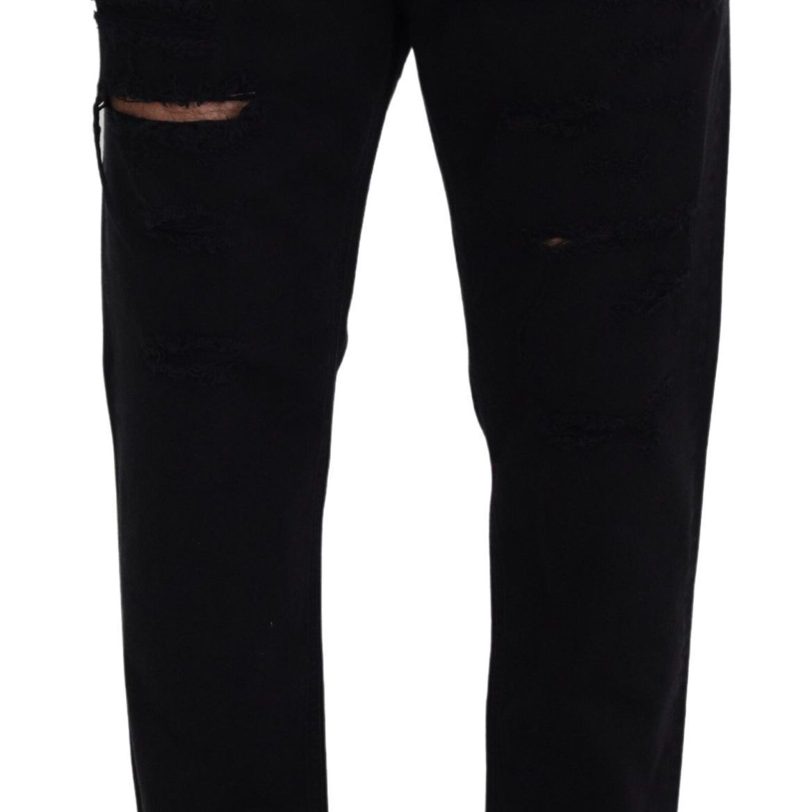 Dolce & Gabbana Black Loose Regular Torn Cotton Jeans