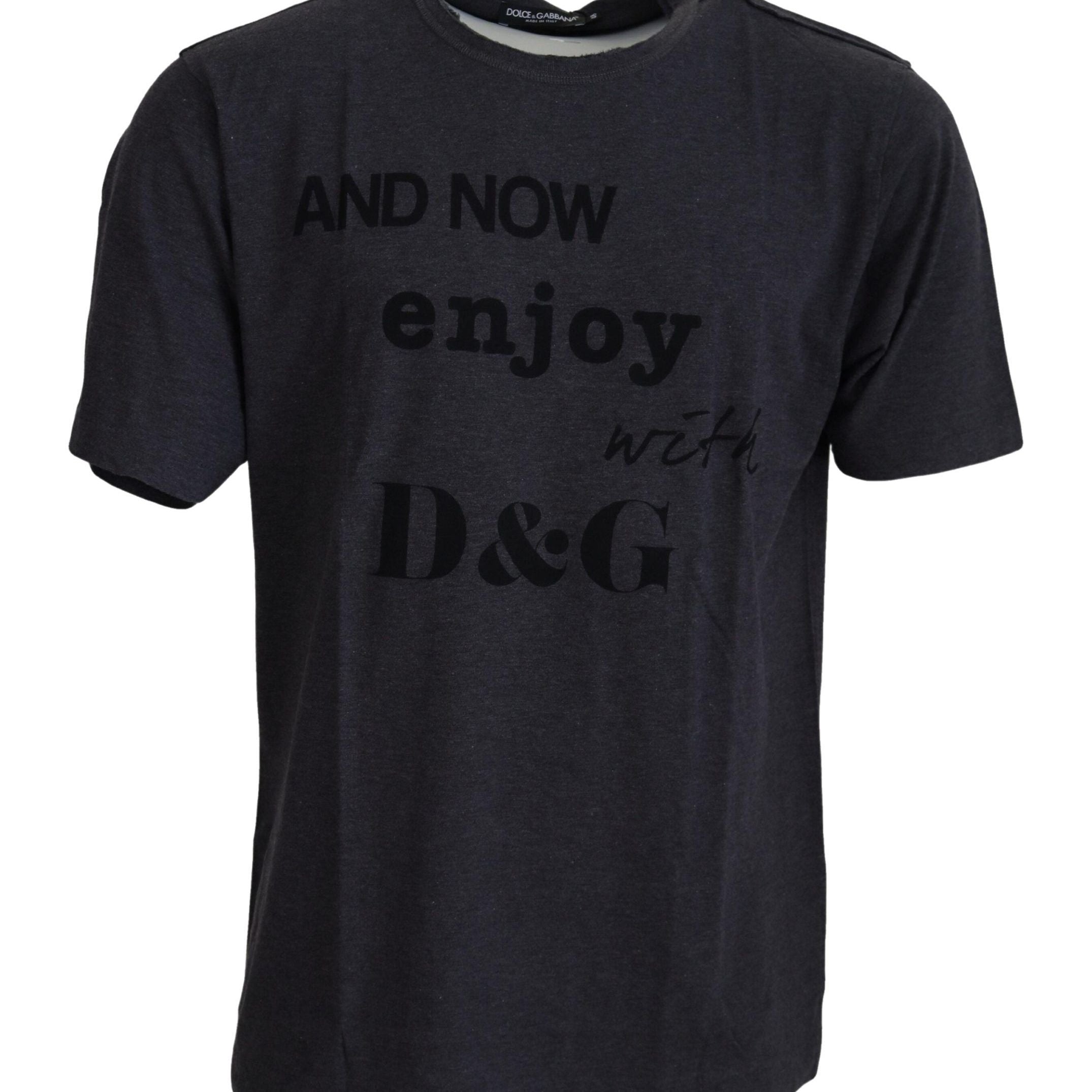 Dolce & Gabbana Gray Crewneck Cotton Short Sleeve  T-shirt