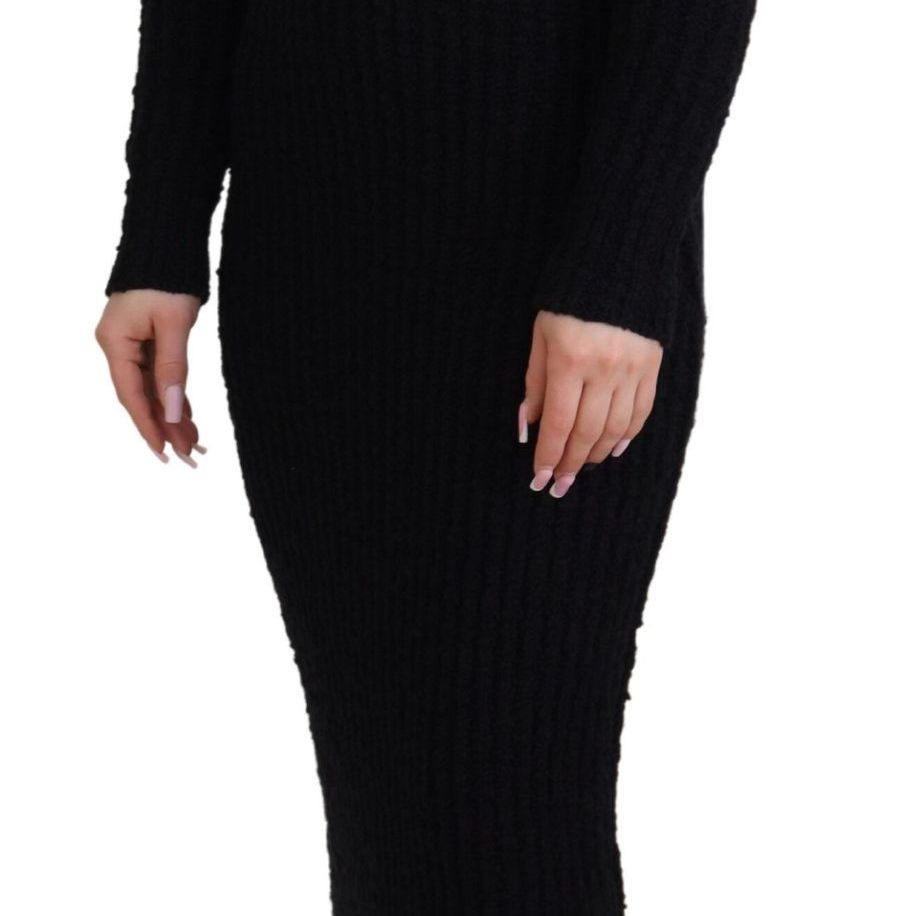 Dolce & Gabbana Black Wool Knitted Sheath Sweater Dress