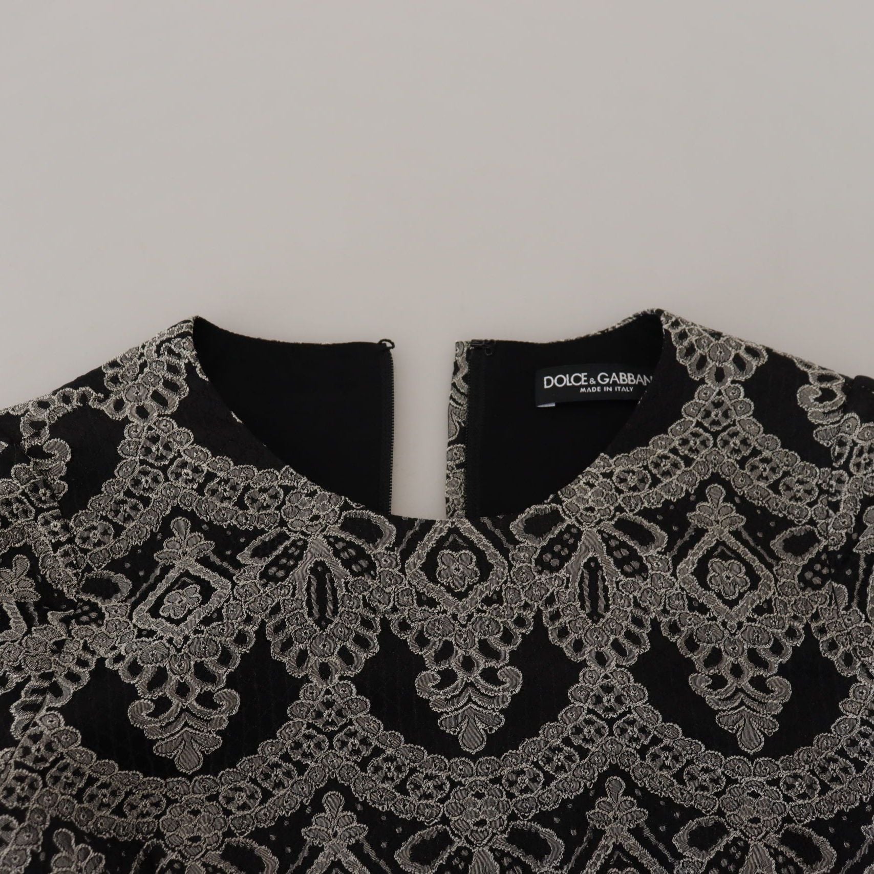 Dolce & Gabbana Black Gray Jacquard Sheath Bodycon Dress