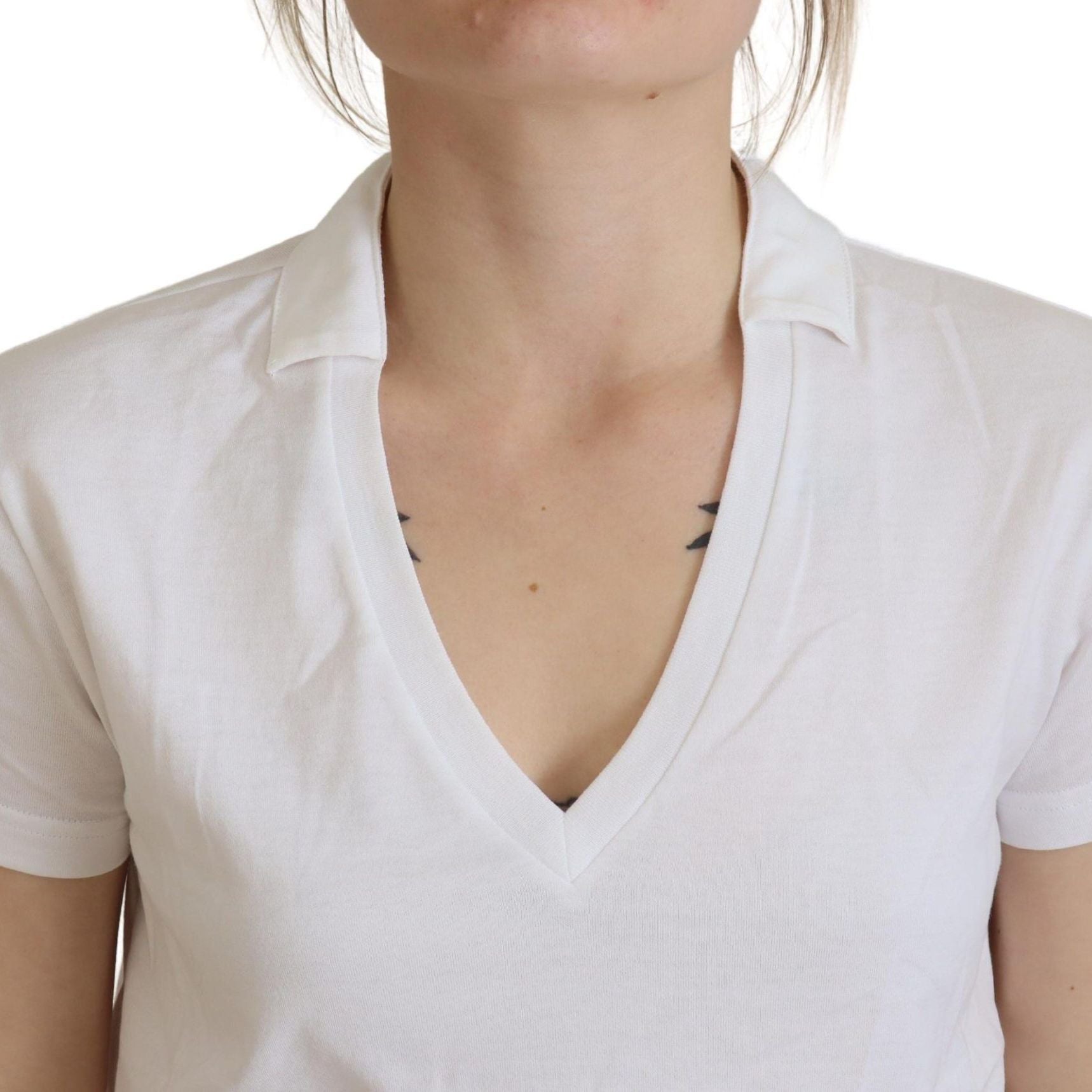 Dolce & Gabbana White Short Sleeve V-neck Cotton Top Blouse T-shirt