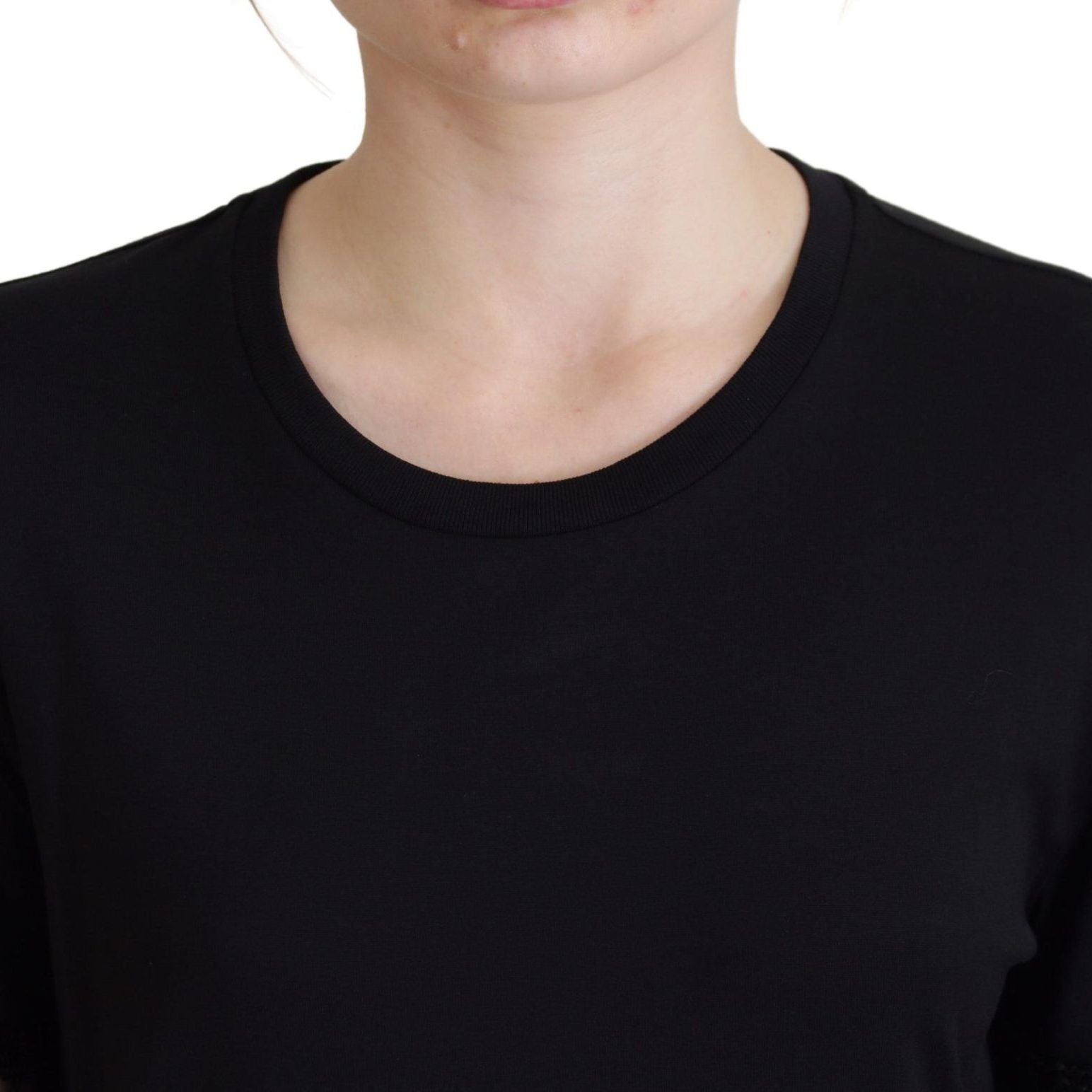 Dolce & Gabbana Black T-shirt Blouse Tassle Cotton Blouse