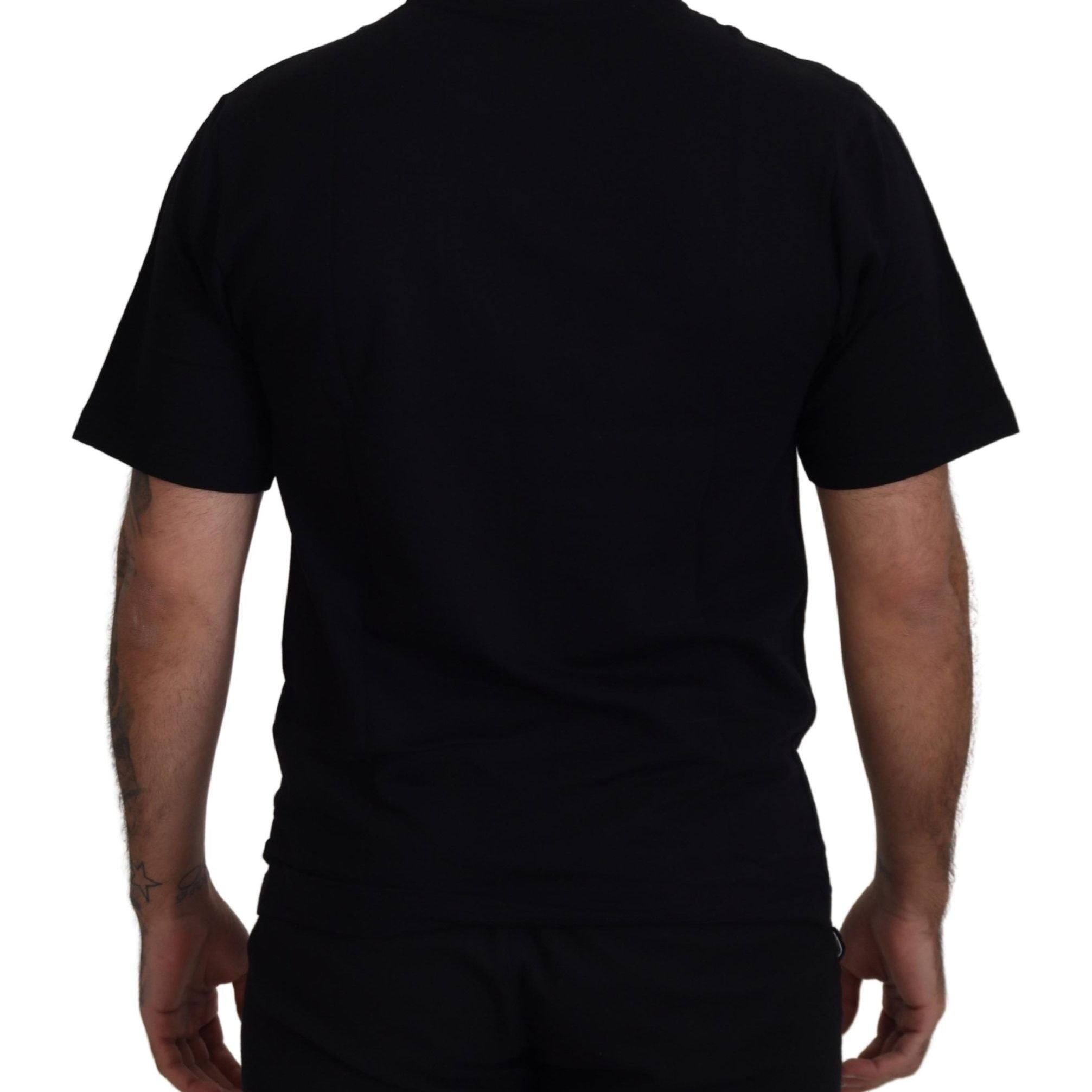 Dolce & Gabbana Black Cotton Embroidered Crewneck T-shirt