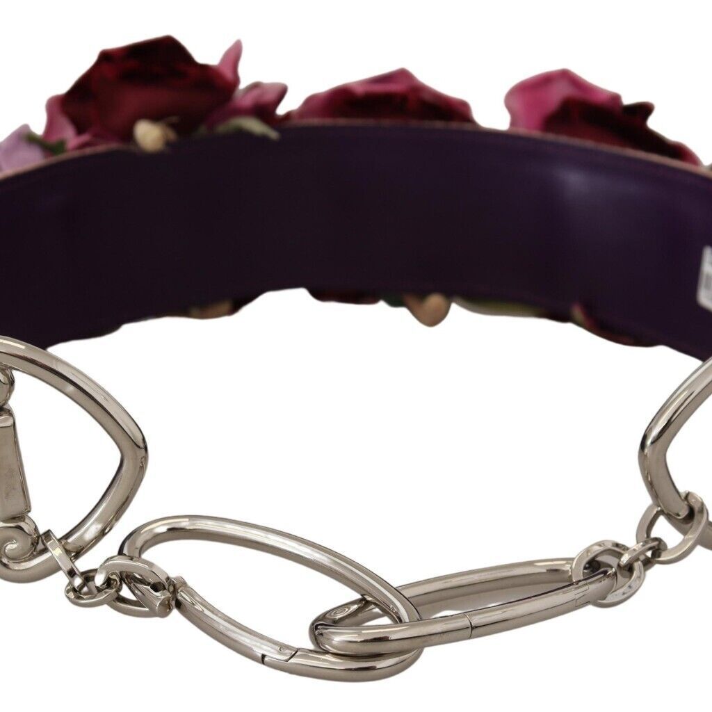 Dolce & Gabbana Multicolor Floral Appliques Metal Shoulder Strap