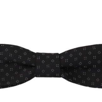 Dolce & Gabbana Black Pattern Silk Adjustable Neck Papillon Bow Tie
