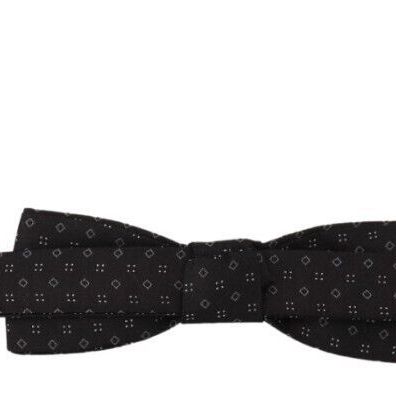 Dolce & Gabbana Black Pattern Silk Adjustable Neck Papillon Bow Tie