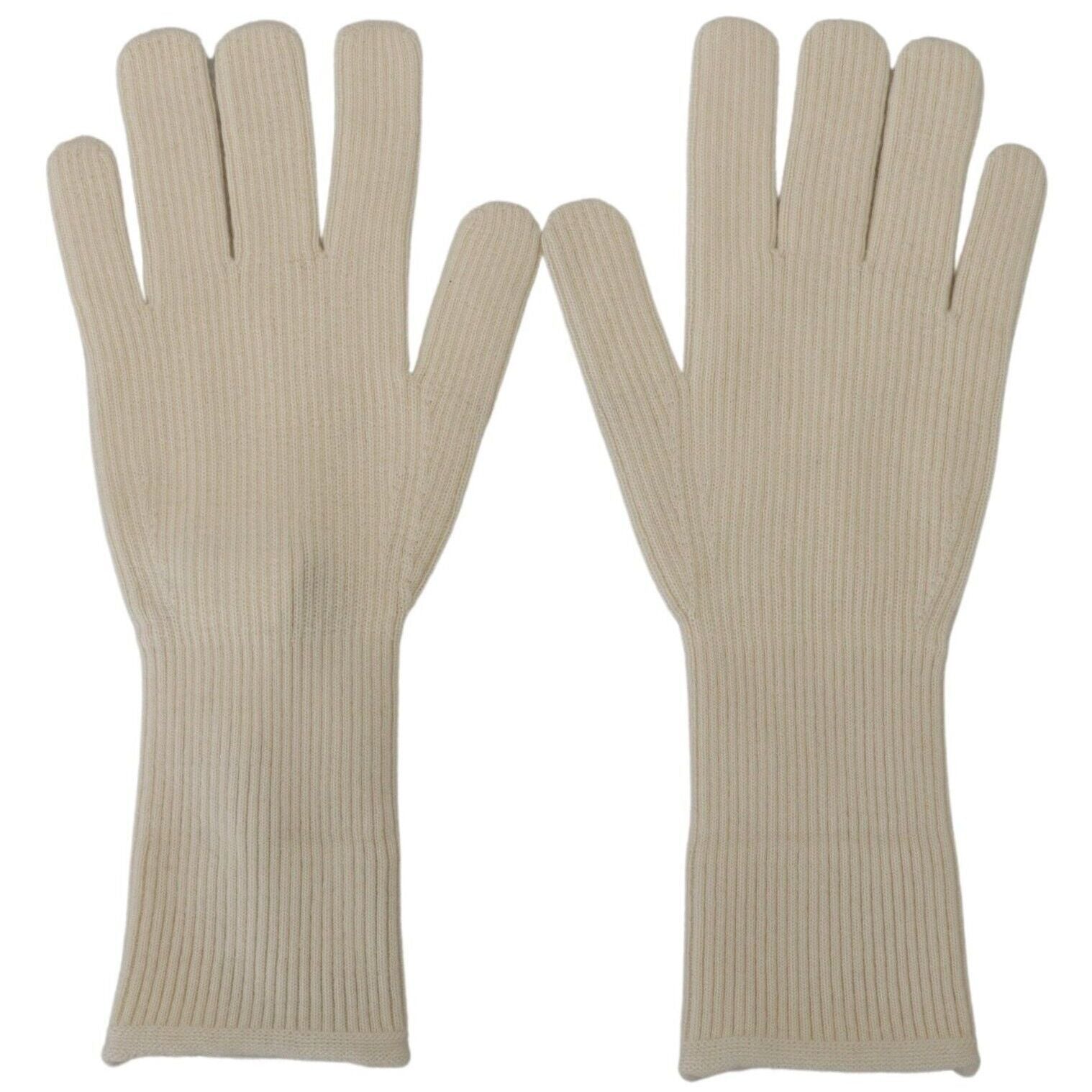Dolce & Gabbana White Cashmere Knitted Hands Mitten Mens Gloves
