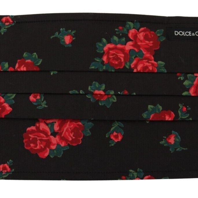 Dolce & Gabbana Black Floral Pleated Elastic Ear Strap One Size Face Mask