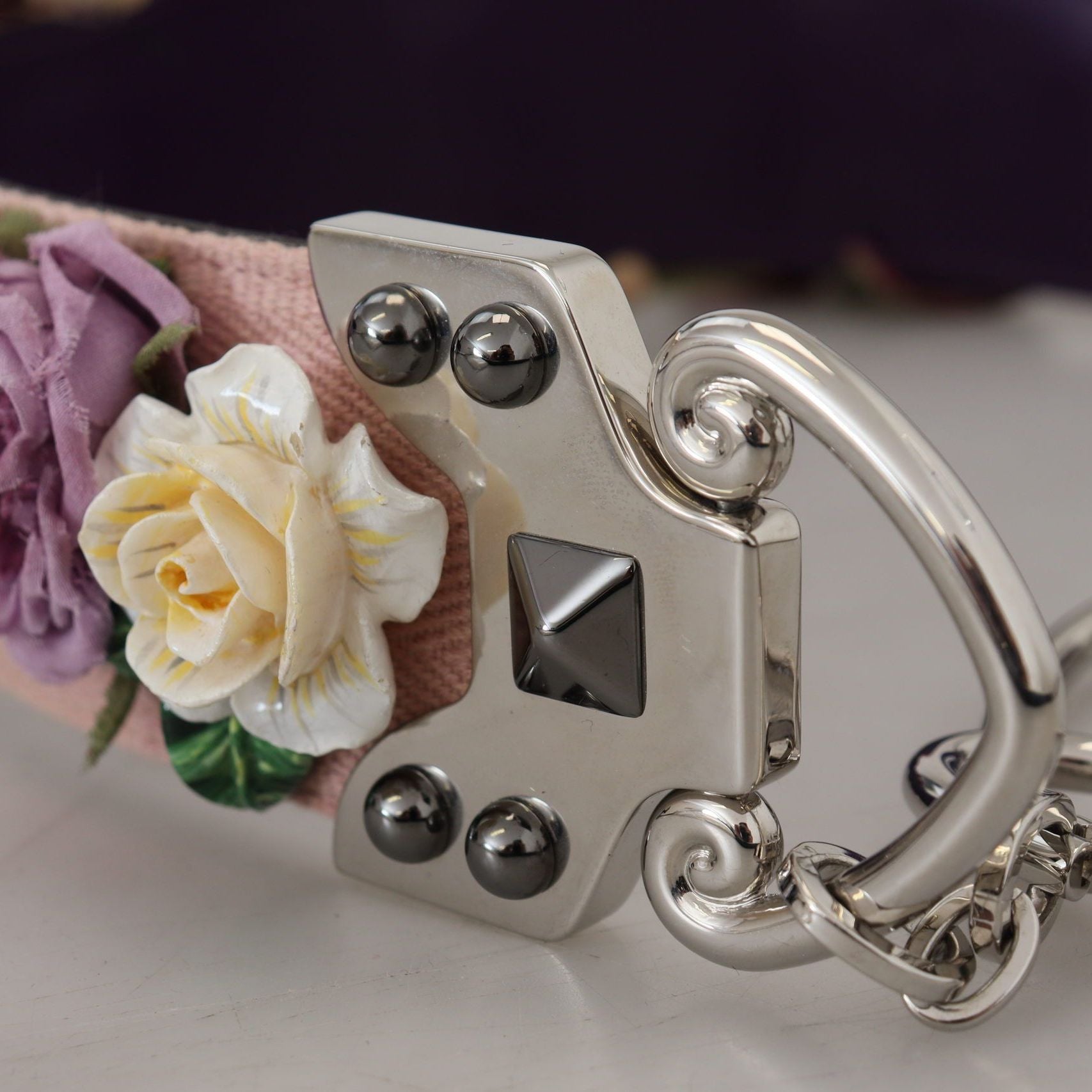 Dolce & Gabbana Multicolor Floral Appliques Metal Shoulder Strap