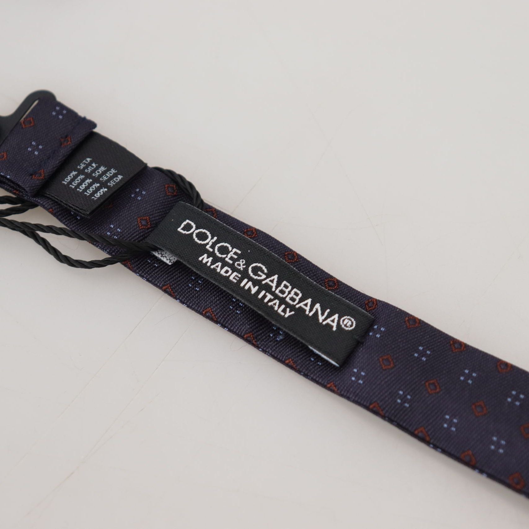 Dolce & Gabbana Blue Pattern Silk Adjustable Neck Papillon Bow Tie