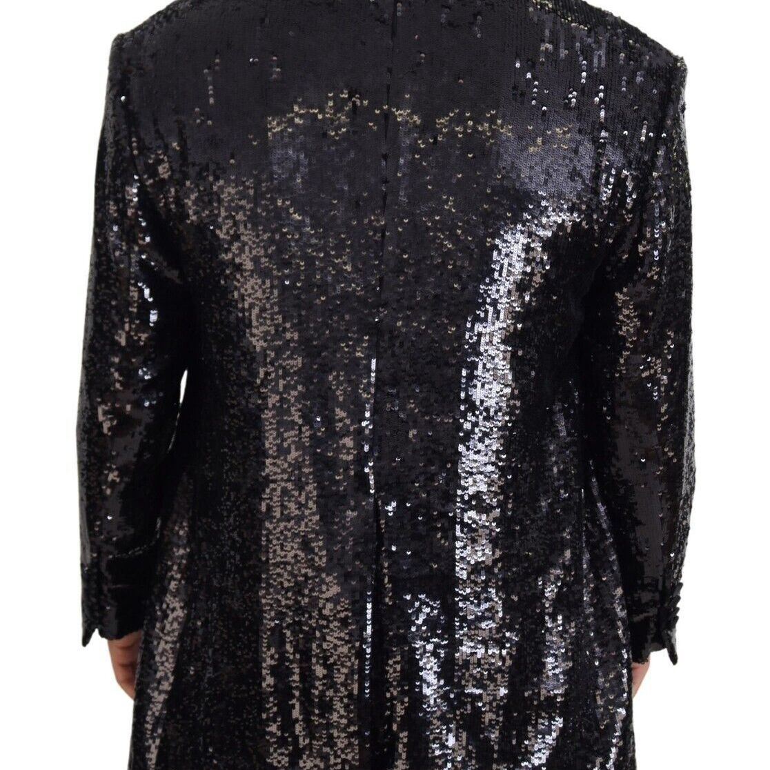 Dolce & Gabbana Black Sequined Cow Pattern Nylon Blazer
