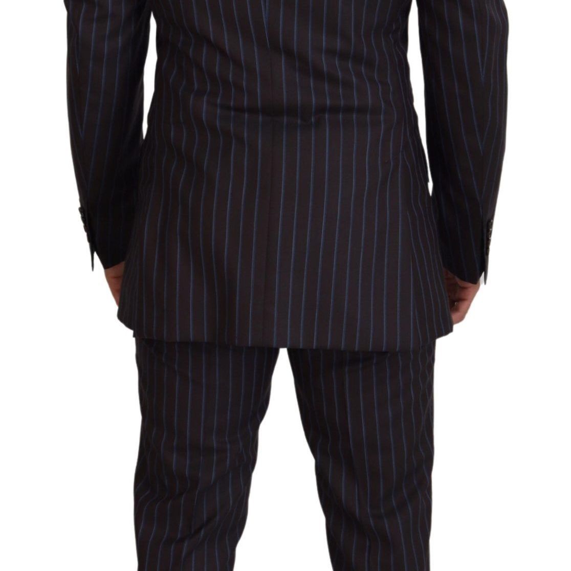 Dolce & Gabbana Black Striped Wool Formal 2 Piece Suit