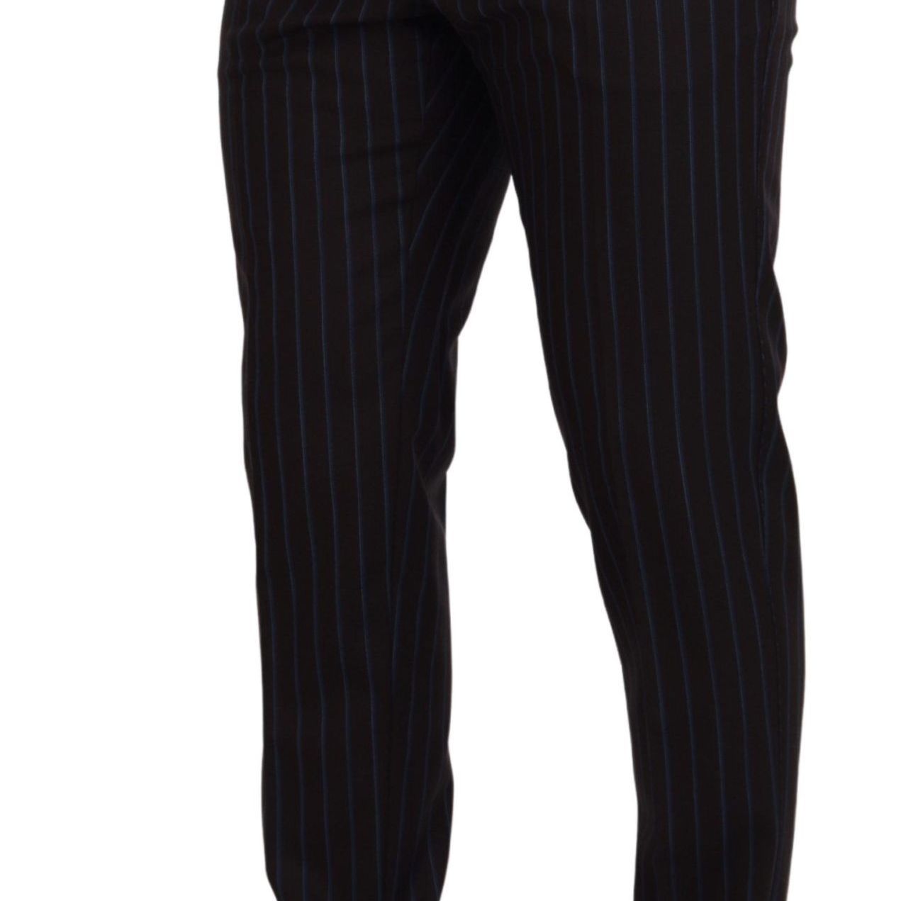 Dolce & Gabbana Black Striped Wool Formal 2 Piece Suit