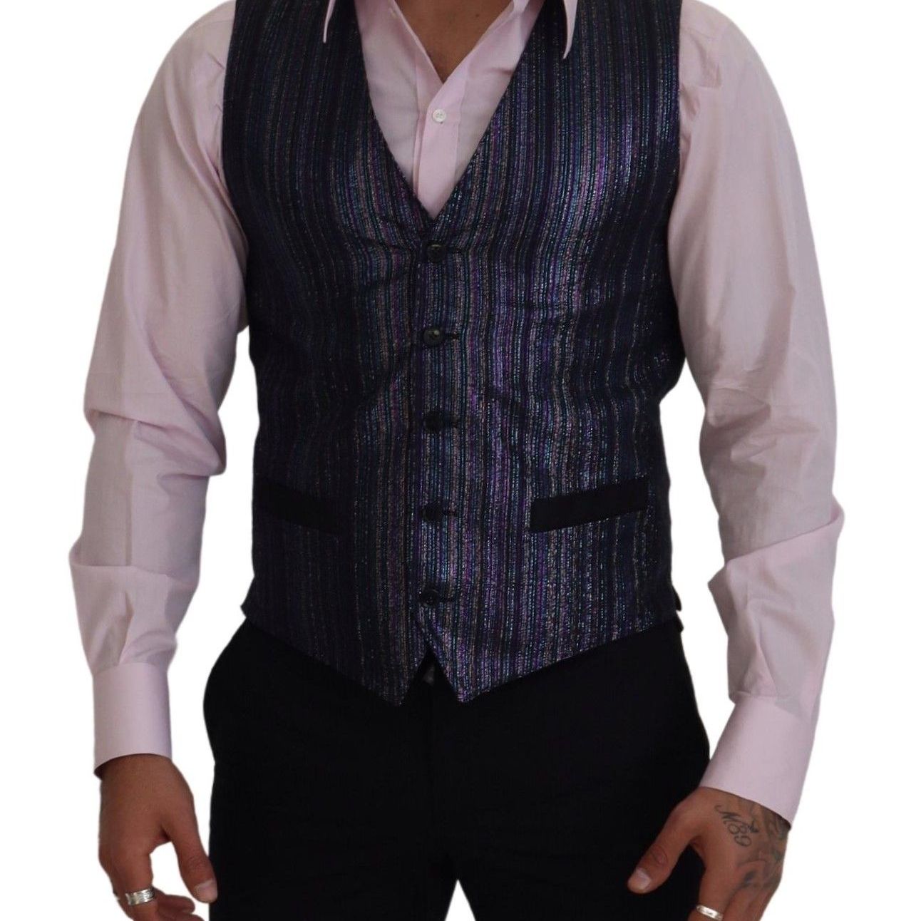 Dolce & Gabbana Multicolor Polyester Waistcoat Dress Formal Vest