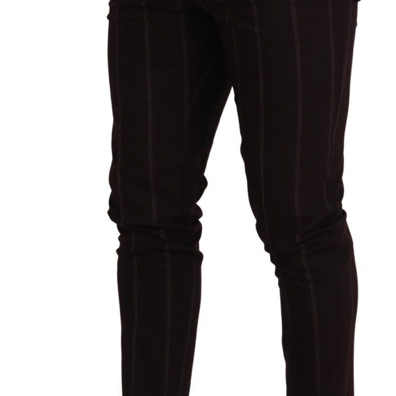 Dolce & Gabbana Brown Striped Men Trousers Cotton Pants