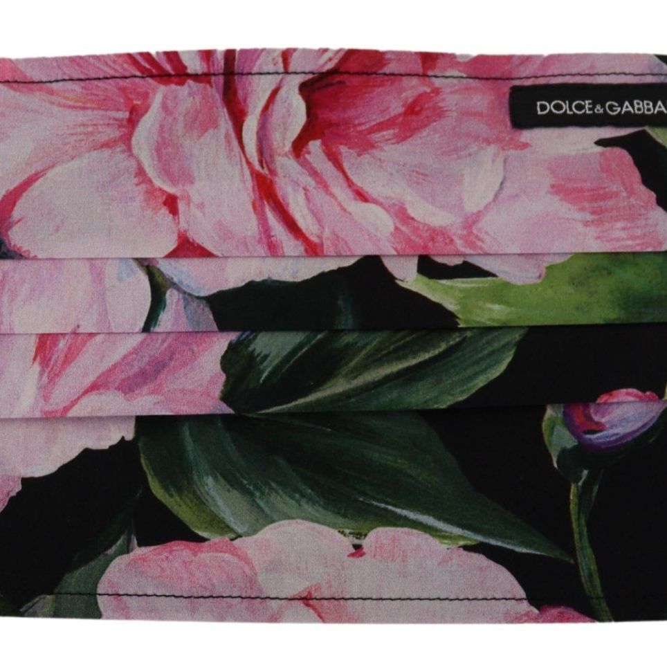 Dolce & Gabbana Black Floral Pleated Elastic Ear Strap Face Mask