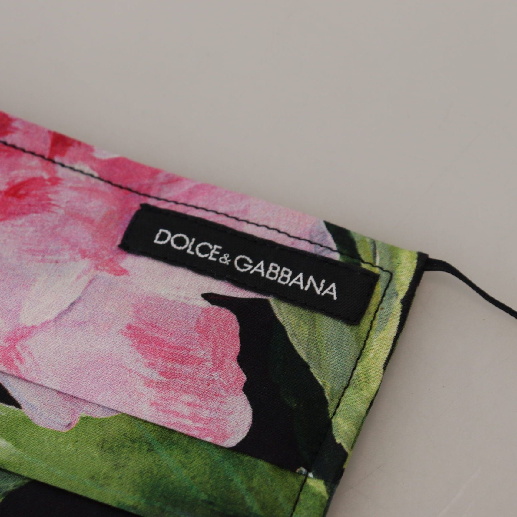 Dolce & Gabbana Black Floral Pleated Elastic Ear Strap Face Mask