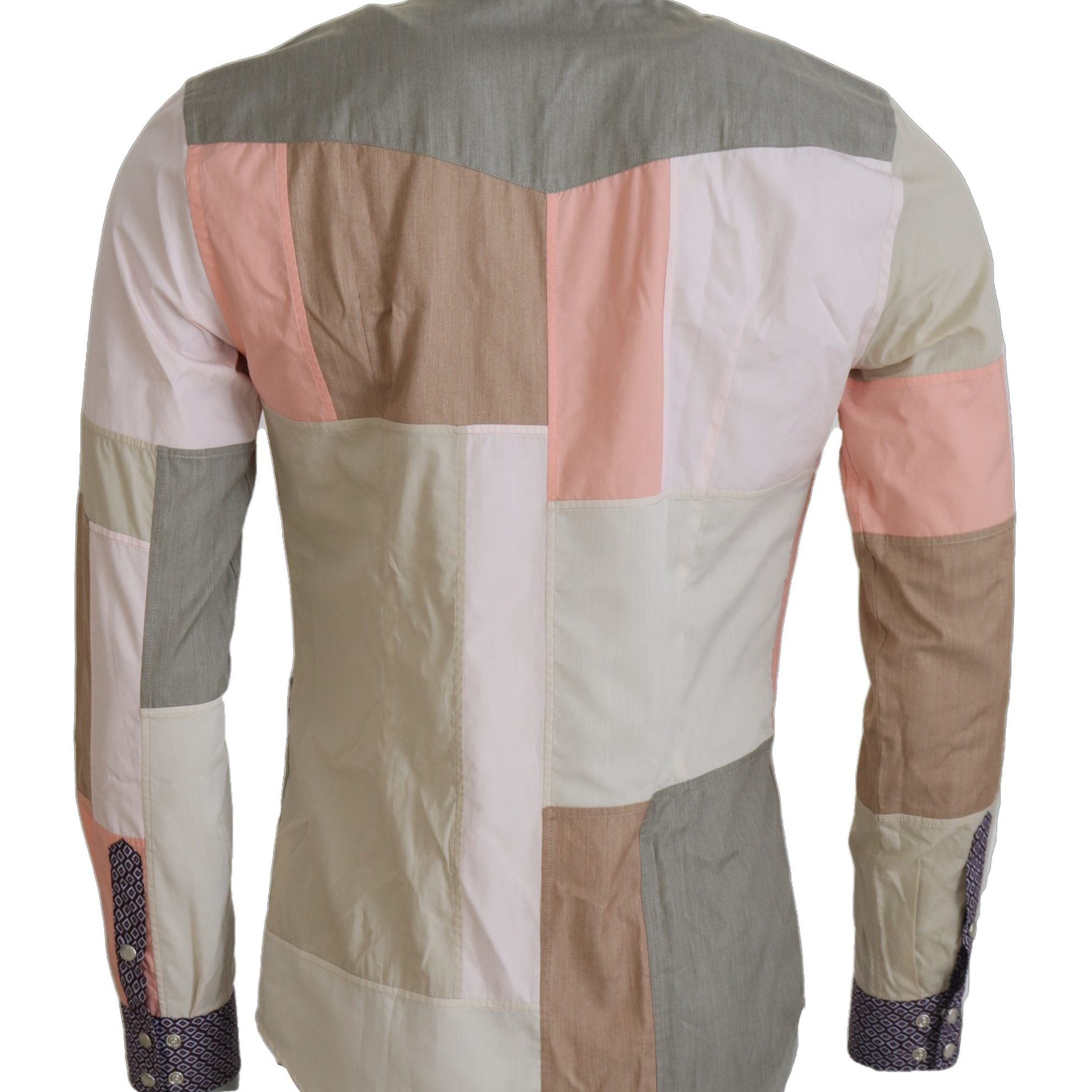 Dolce & Gabbana Multicolor Cotton Patchwork Slim Shirt
