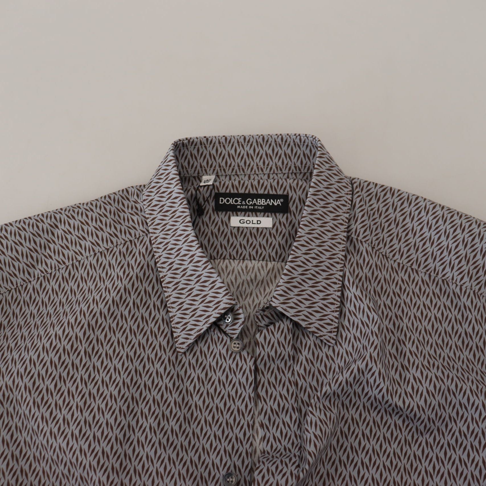 Dolce & Gabbana Gray Brown GOLD Slim Fit Dress Formal Shirt