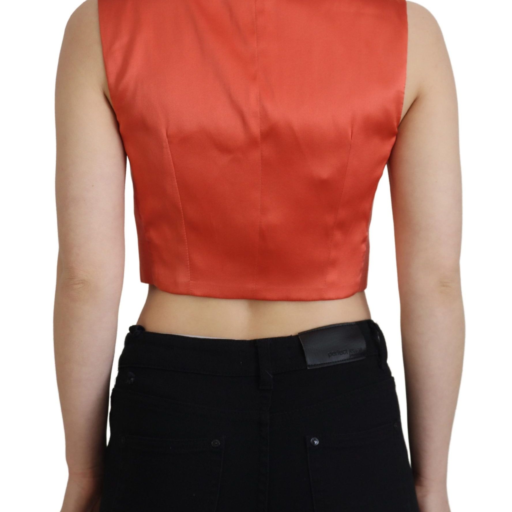 Dolce & Gabbana Orange Sleeveless Waistcoat Cropped Vest Top