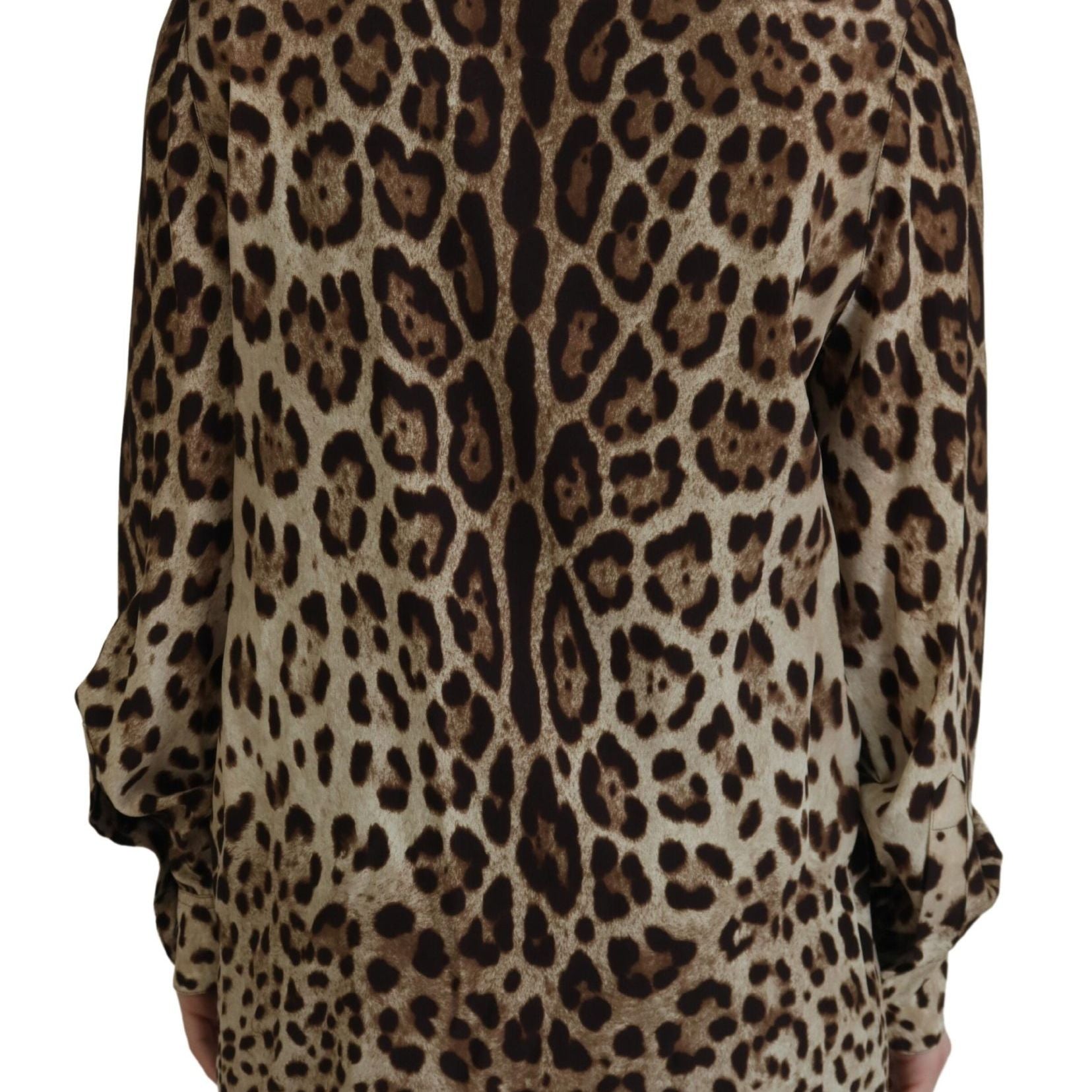 Dolce & Gabbana Brown Leopard Print Long Sleeves Blouse Top
