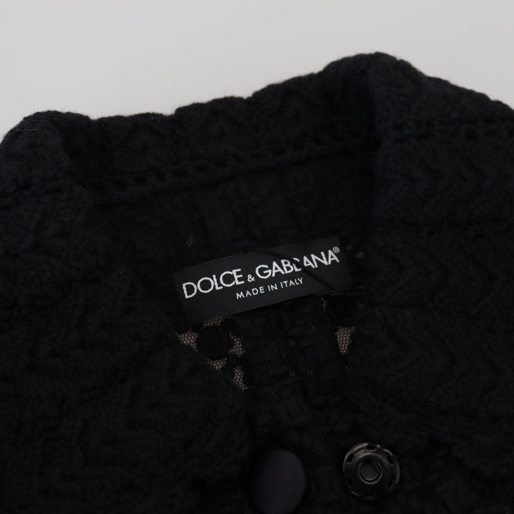 Dolce & Gabbana Black Wool Knitted Button Down Collar Jacket