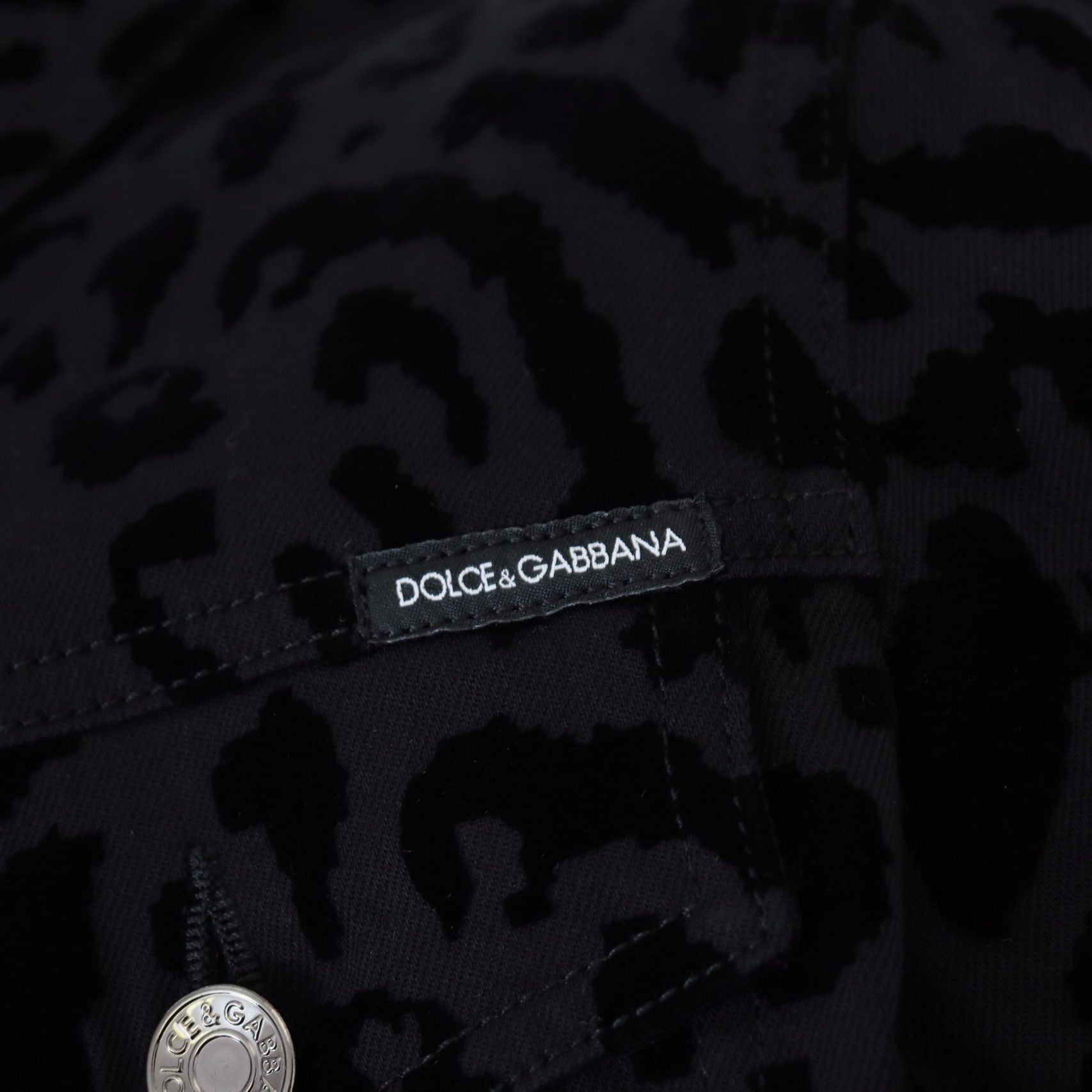 Dolce & Gabbana Black Leopard Long Sleeve Denim Cotton Jacket