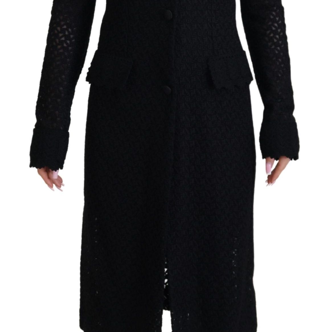 Dolce & Gabbana Black Button Down Long Blazer Cotton Jacket