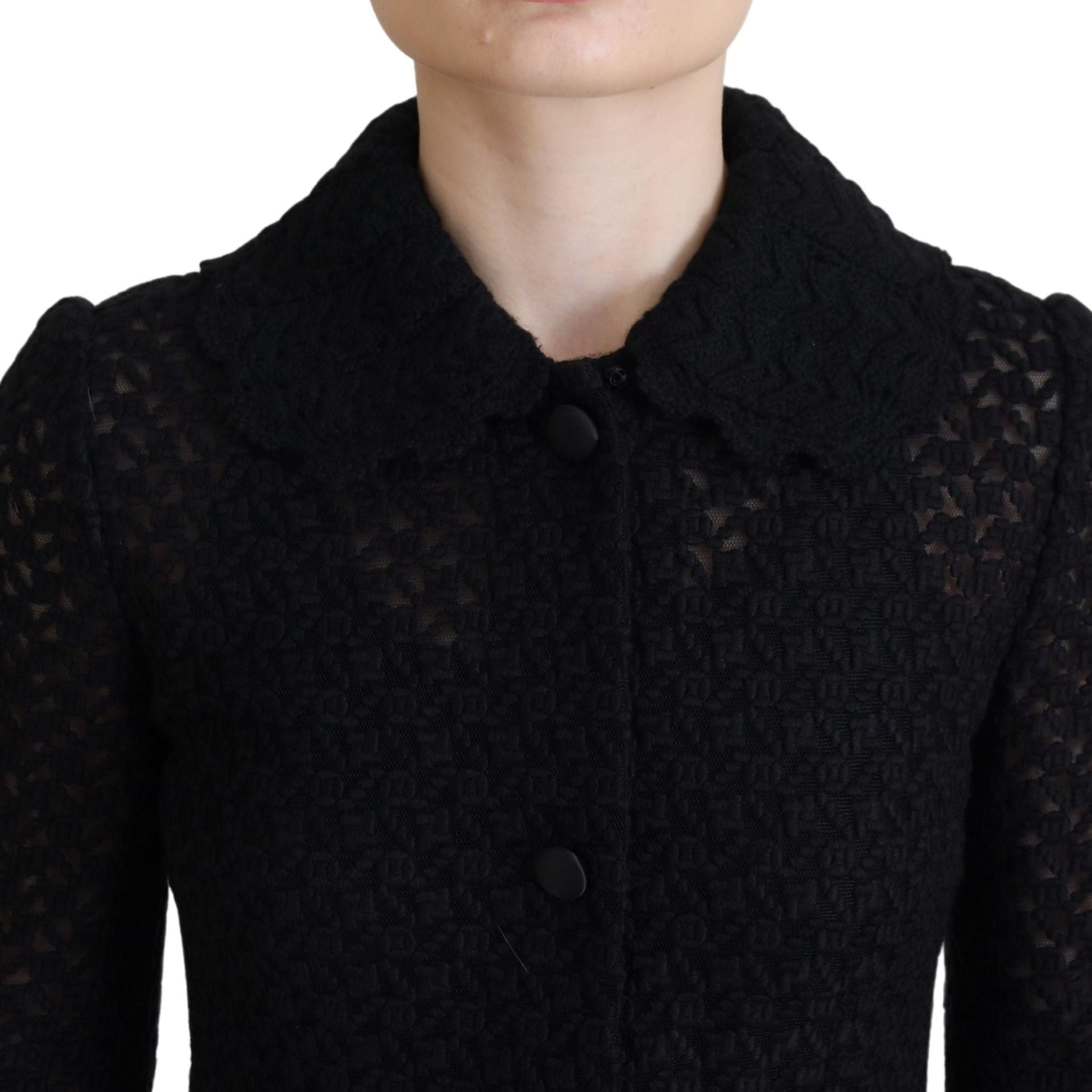 Dolce & Gabbana Black Button Down Long Blazer Cotton Jacket