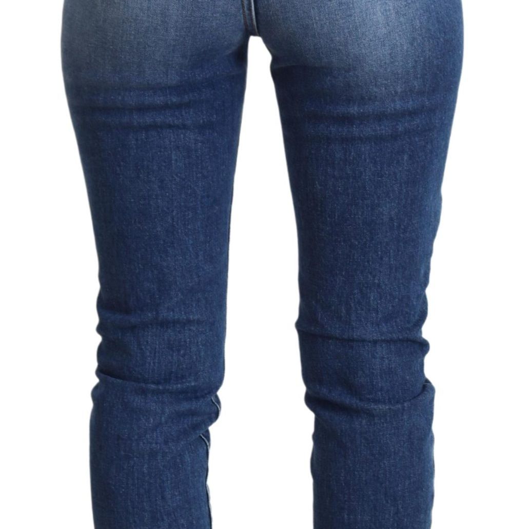 Dolce & Gabbana Blue Cotton High Waist Skinny Denim Jeans