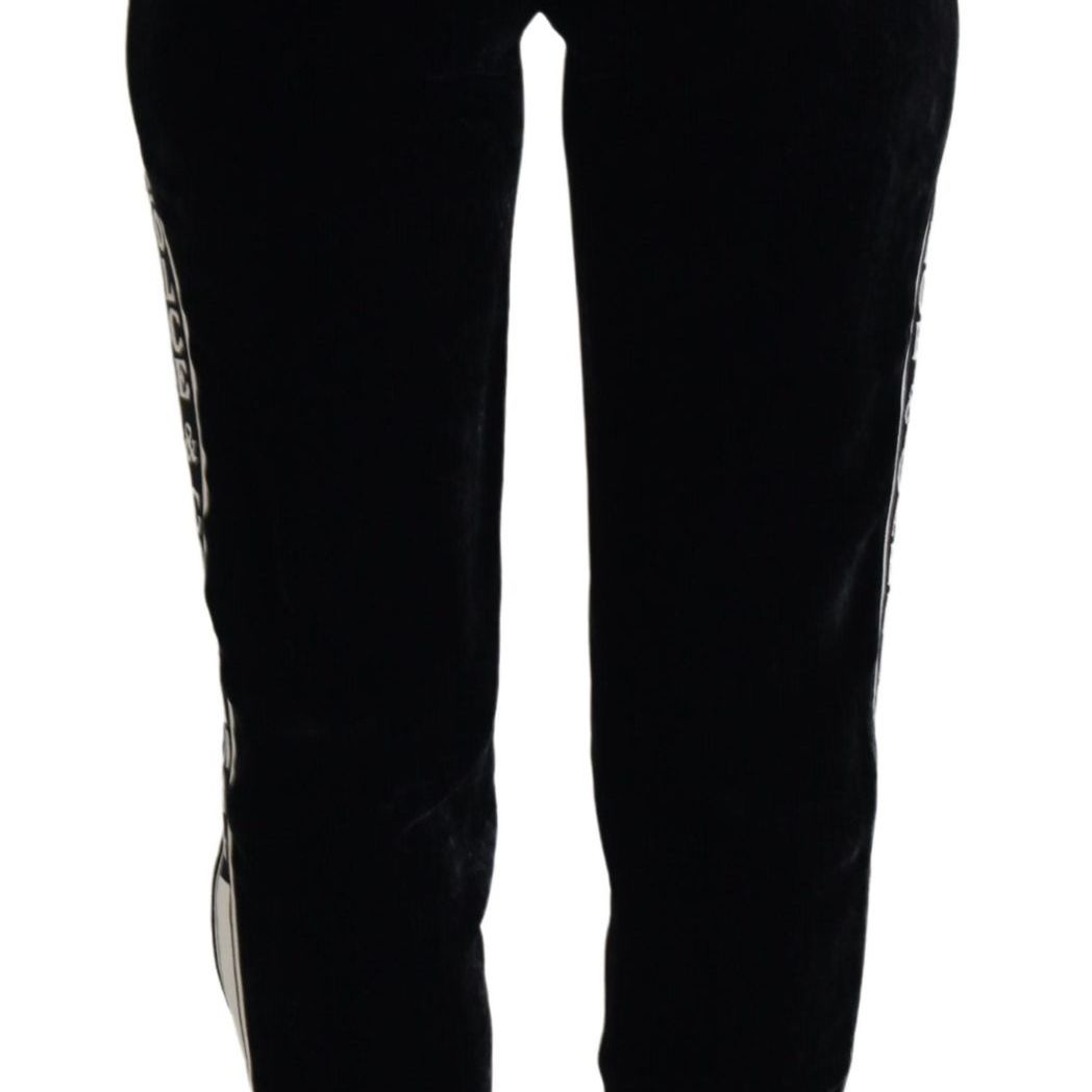 Dolce & Gabbana Black DG Logo Velvet Trouser Pants
