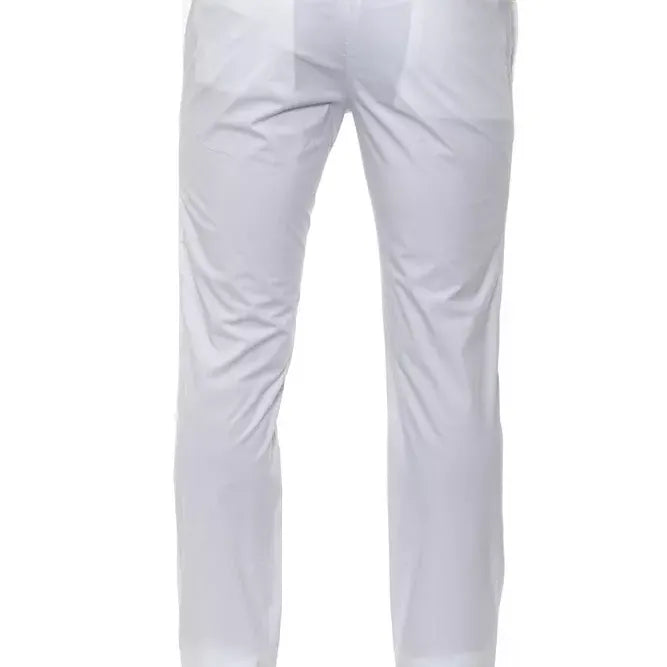 PT Torino White Cotton Men Slim Trouser