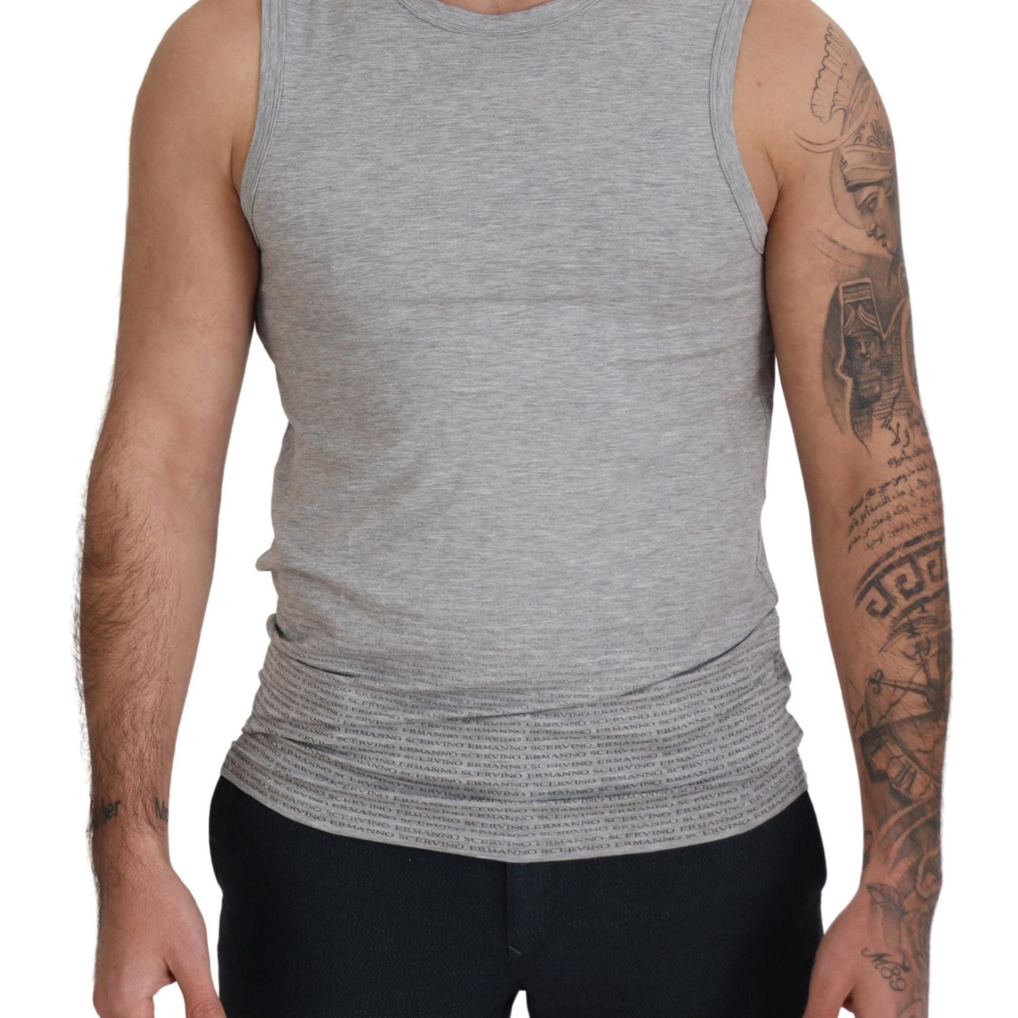 Ermanno Scervino Grey Sleeveless Men Pullover T-shirt