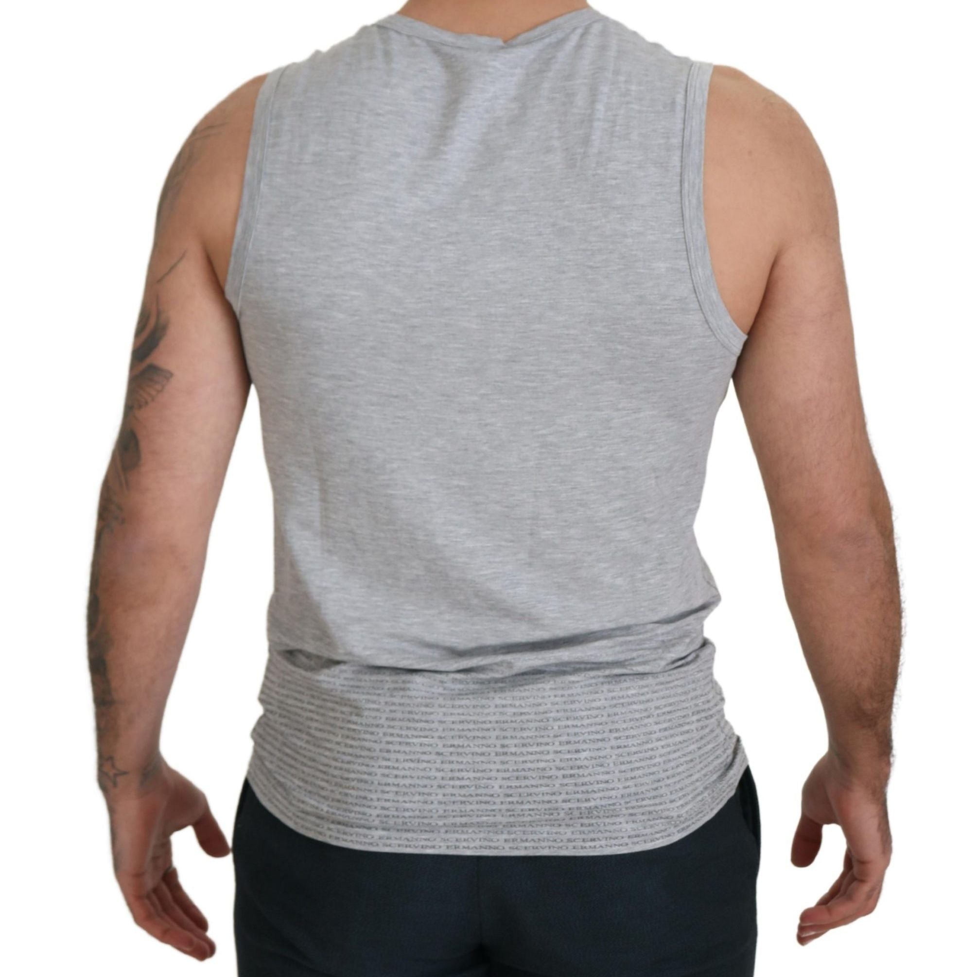Ermanno Scervino Grey Sleeveless Men Pullover T-shirt
