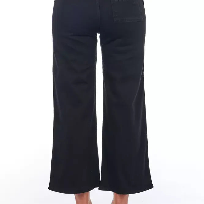 Frankie Morello Black Cotton Women Cropped Trouser